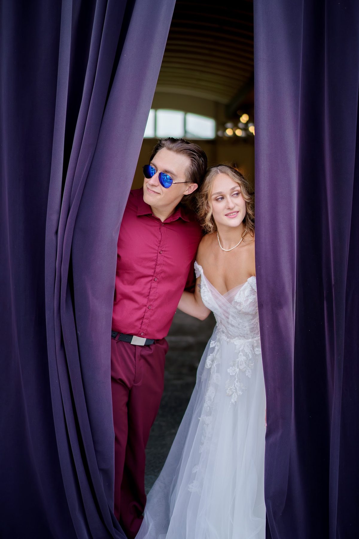 Wedding couple in a doorway